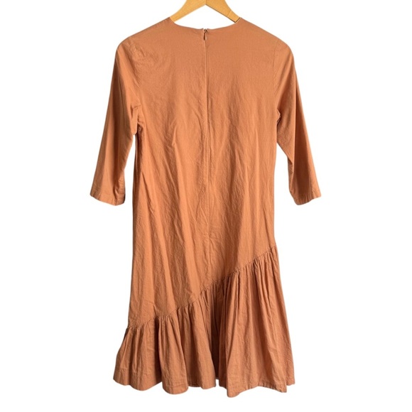 The Lines In Between Copper Asymmetrical Knee Length Dress Women’s XS Boho - Picture 2 of 7